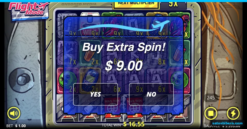 Extra Spin offer shows $9.00 choice