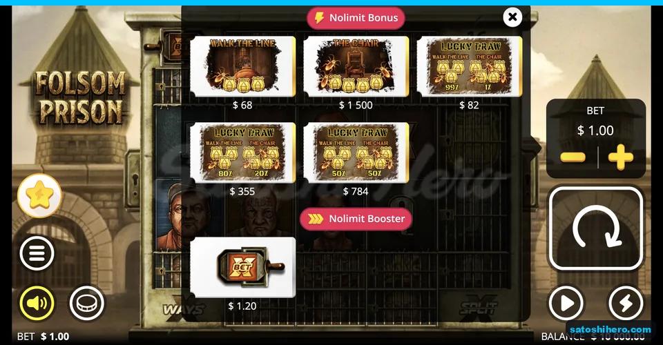 Bonus buy menu with four prices