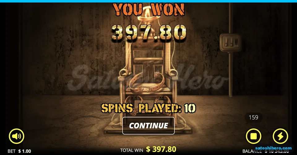 Electric chair screen shows 397.80 payout