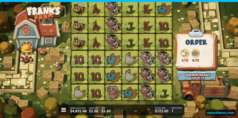 Cow-heavy grid shows $722.60 total