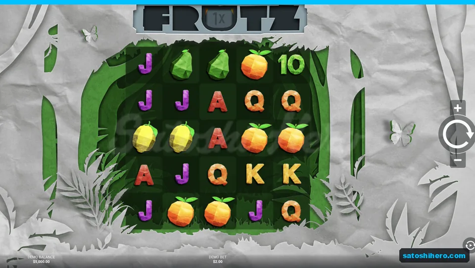Paper fruit grid inside jungle frame