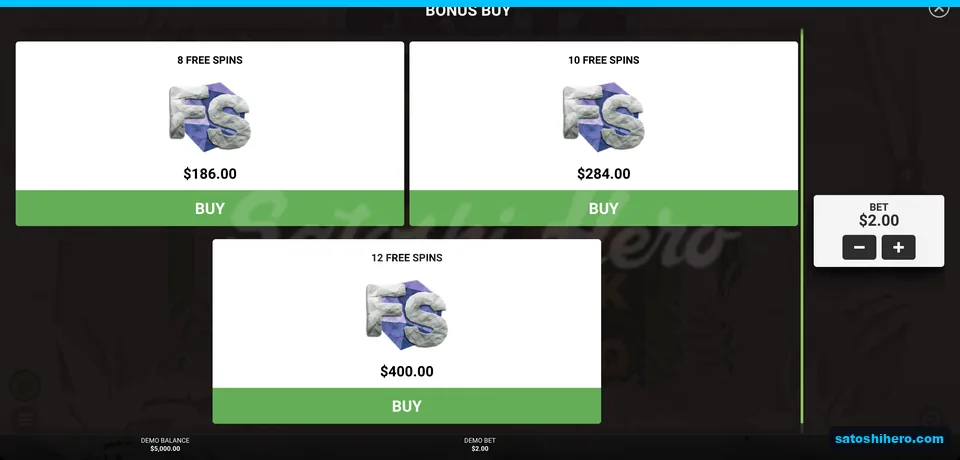Bonus buy cards show three prices