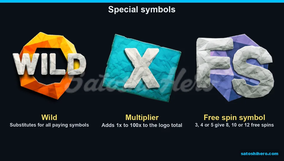 Wild X and FS symbols on paytable
