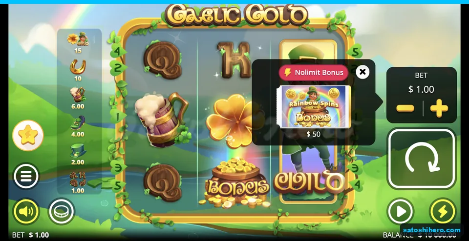 Rainbow Spins Bonus card priced at $50