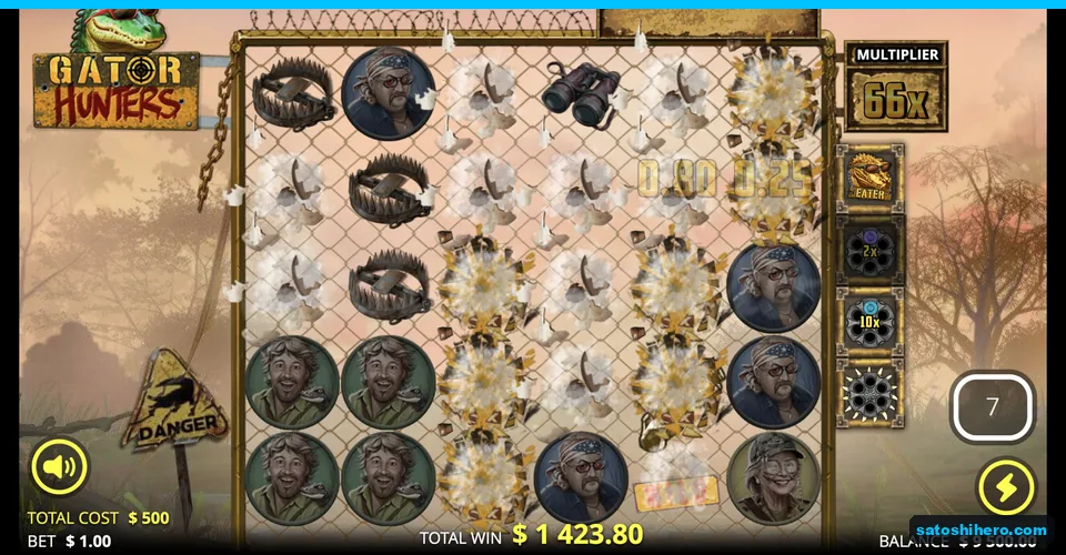 Exploding symbols with 66x multiplier and $1,423.80