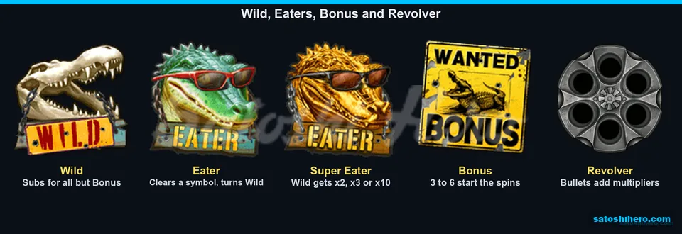 Wild Eaters Bonus sign and Revolver symbols