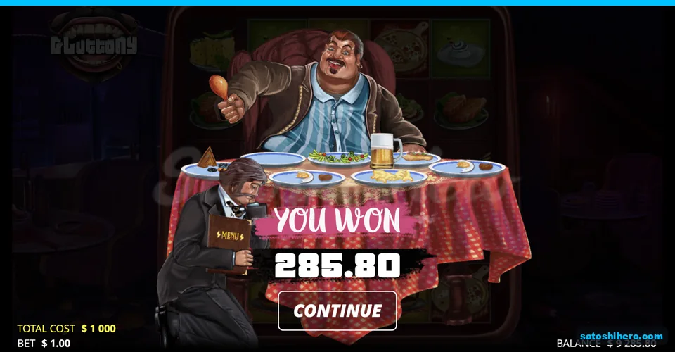 Feast screen ends the bought feature at 285.80
