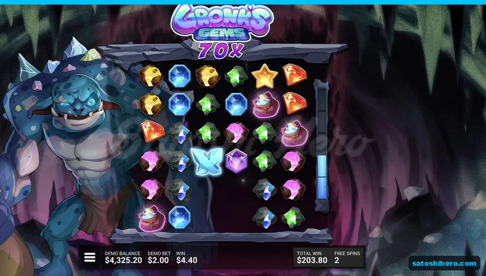 Multiplier reads 70x beside wild gem