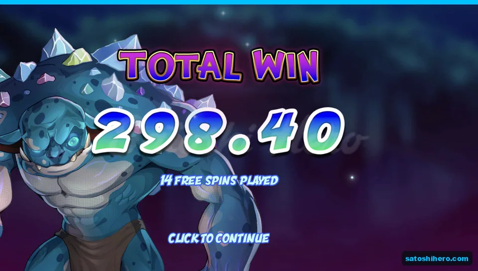 Total win screen shows 298.40