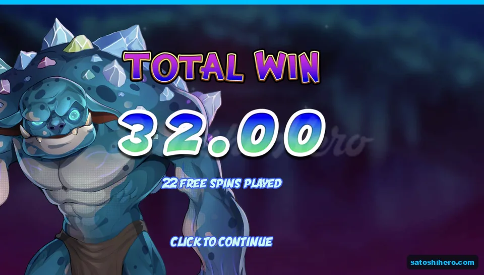 Total win screen shows 32.00