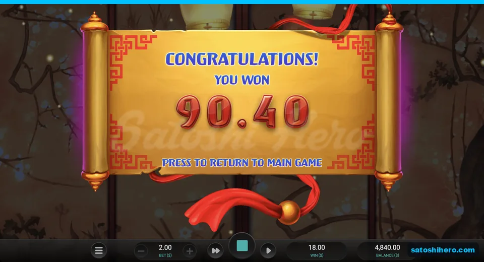 Collect scroll shows $90.40 payout
