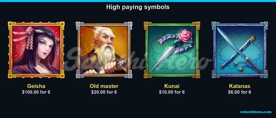Geisha and weapon payouts at $2.00