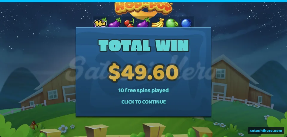 Total win screen showing $49.60