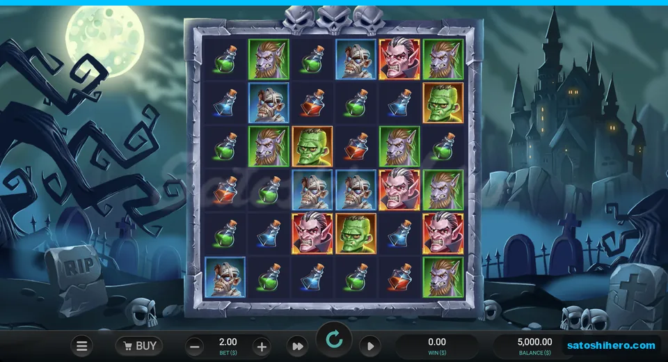 Monster board under moonlit castle scenery