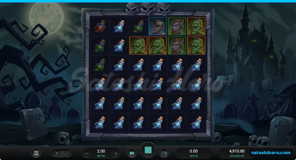 Blue potions spread across the board