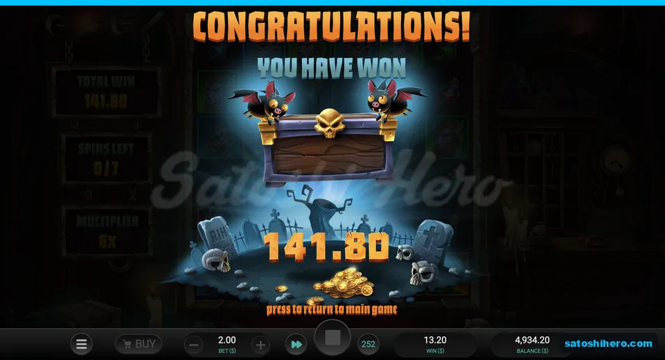 Collect card shows $141.80 payout