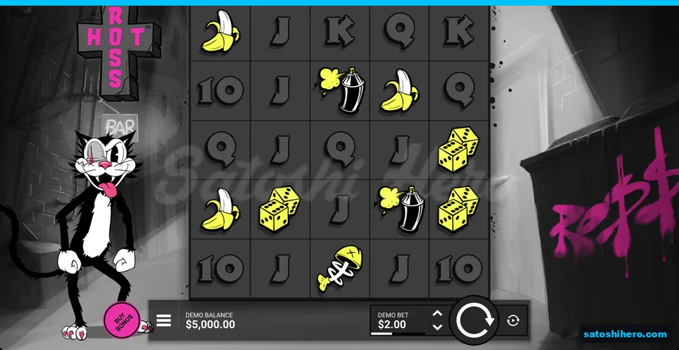Neon alley grid with cartoon cat
