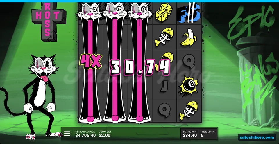 Green bonus board shows 4x reel