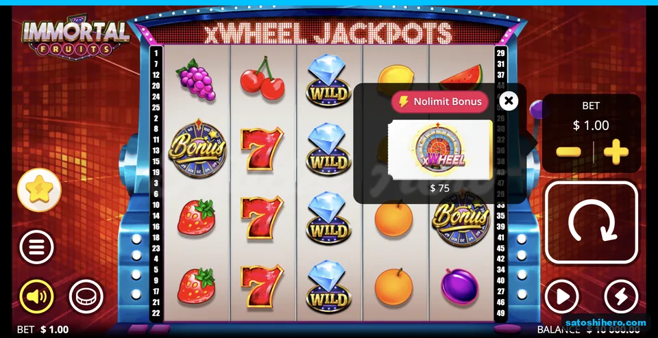 Bonus buy menu shows a seventy-five dollar ticket