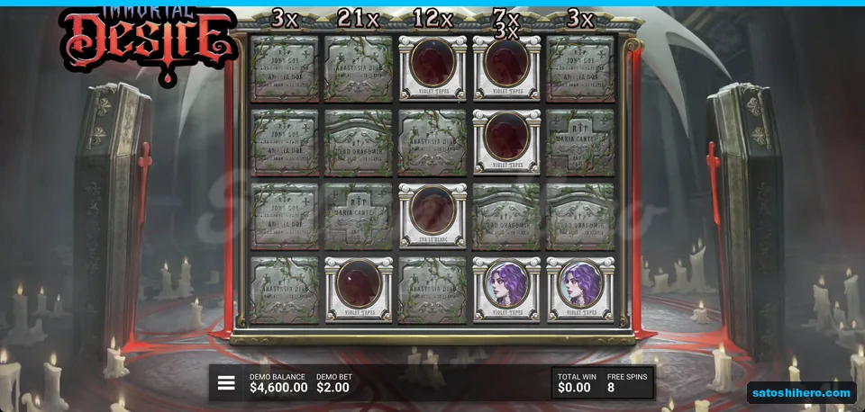 Multiplier values stack above tombstones