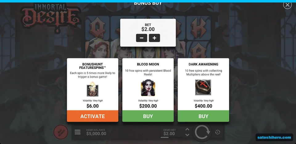 Buy Bonus menu lists three options