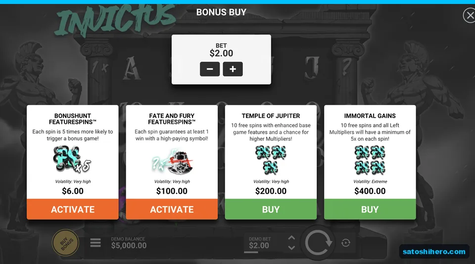 Buy bonus menu with four prices