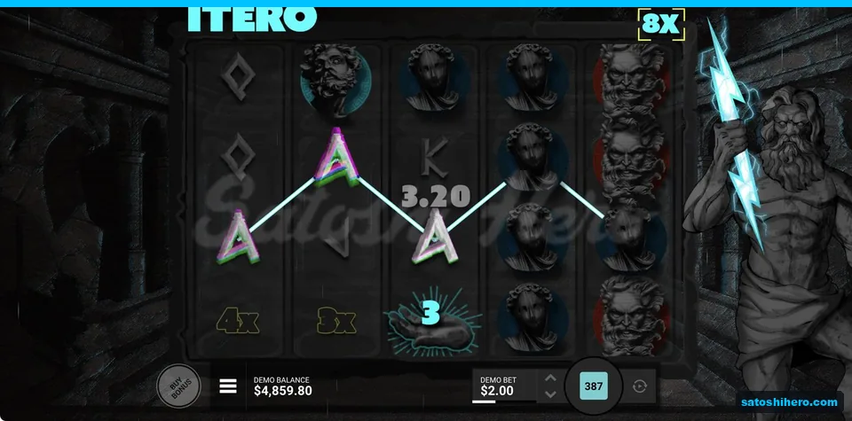 Hand panel with multipliers and A-symbol win