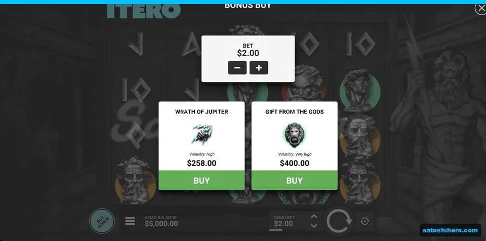 Buy bonus menu with two feature prices