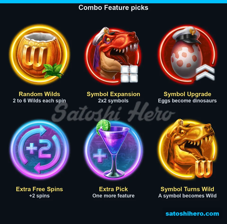 Feature cards sit across the tiki bar