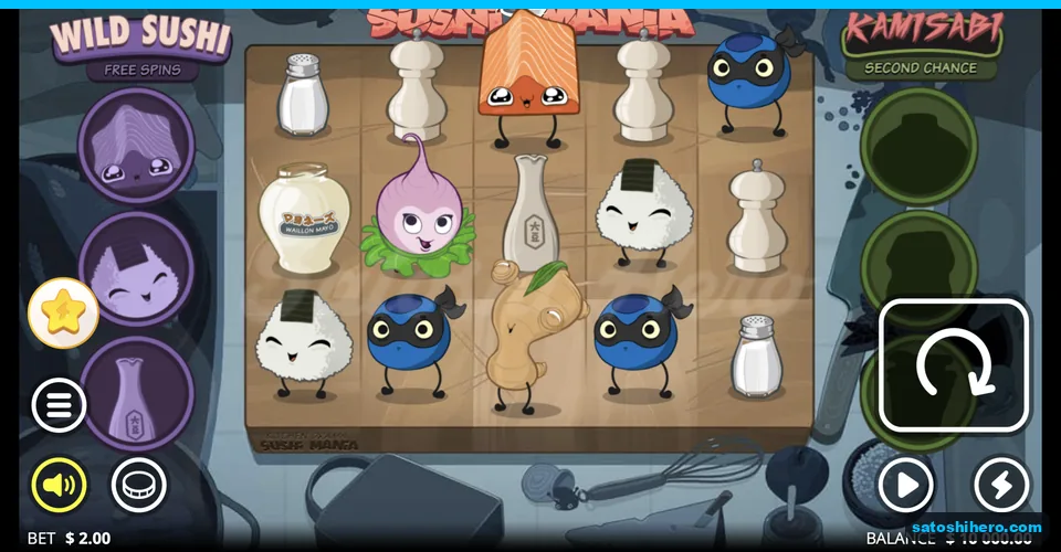 Cutting board reels with sushi character symbols