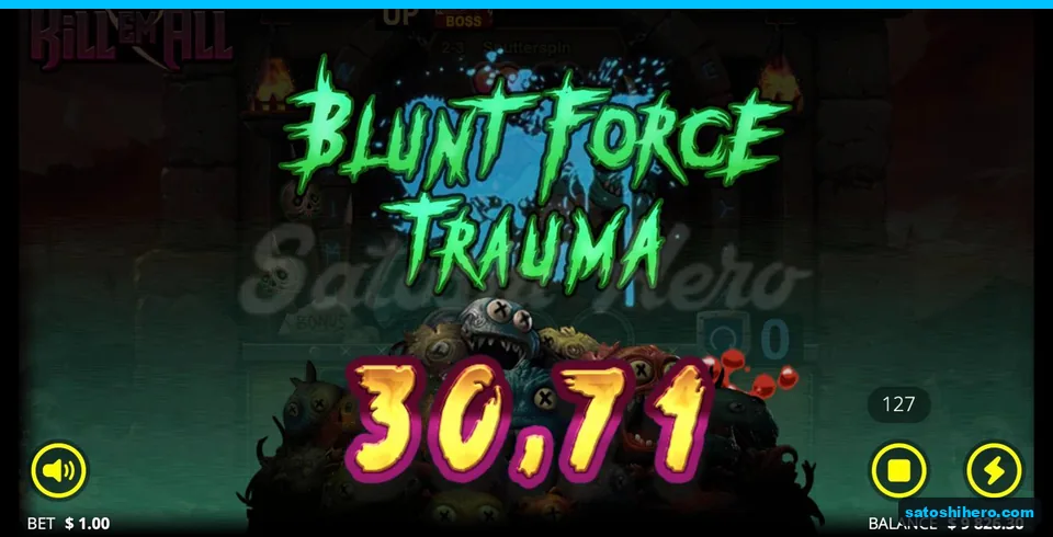 Blunt Force Trauma banner counts upward