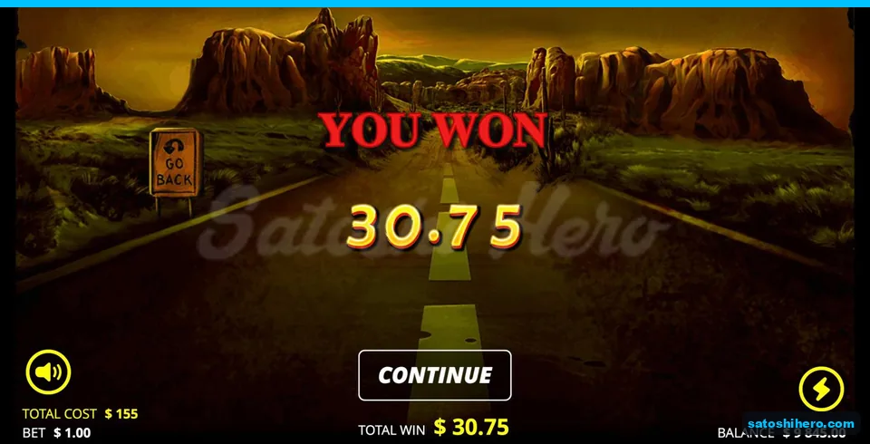 YOU WON screen shows 30.75 total