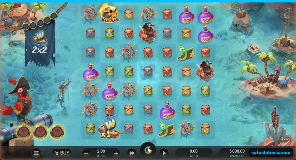 Pirate lagoon grid with parrot and Ship Wild