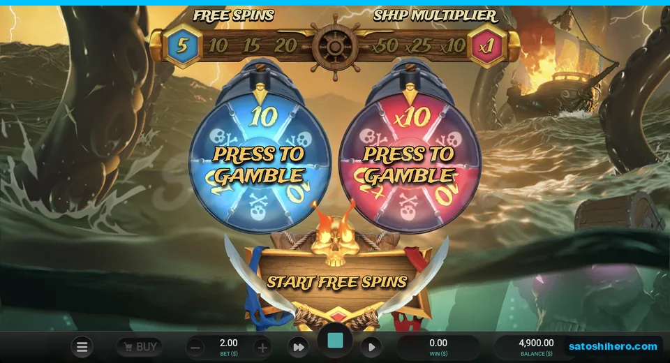 Gamble wheels showing 5 spins and x1
