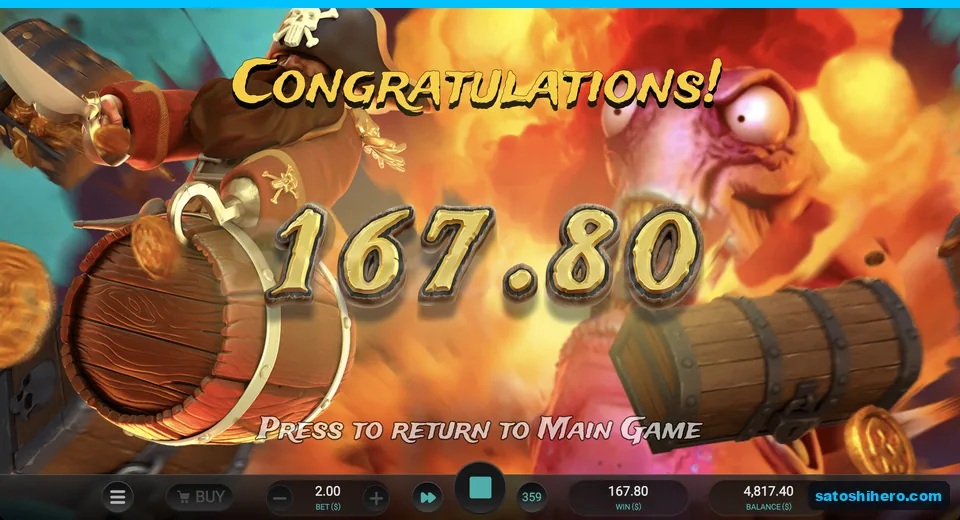 Collect screen showing a $167.80 free spins result