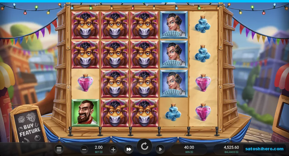 Stacked Bull symbols show a $40 win