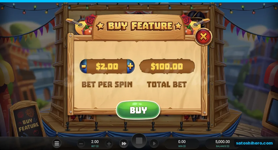 Buy Feature panel lists a $100 cost