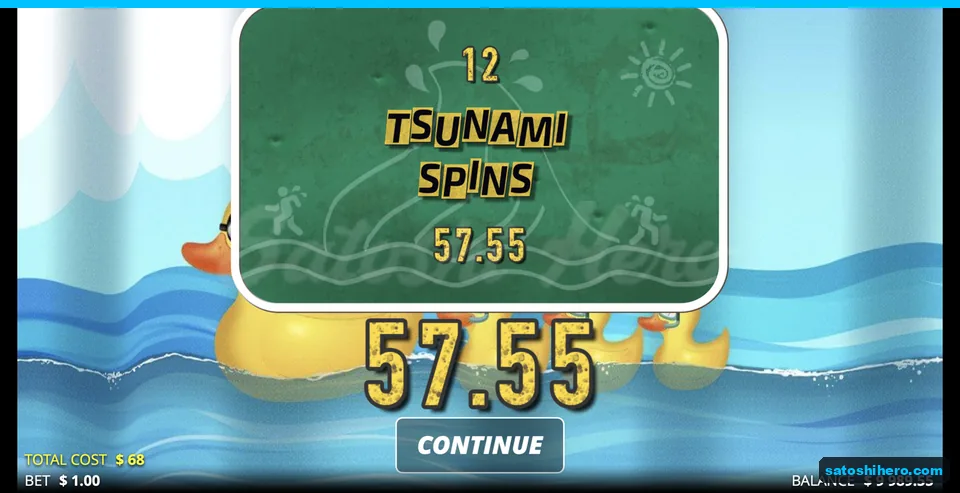 Result sign shows 57.55 payout