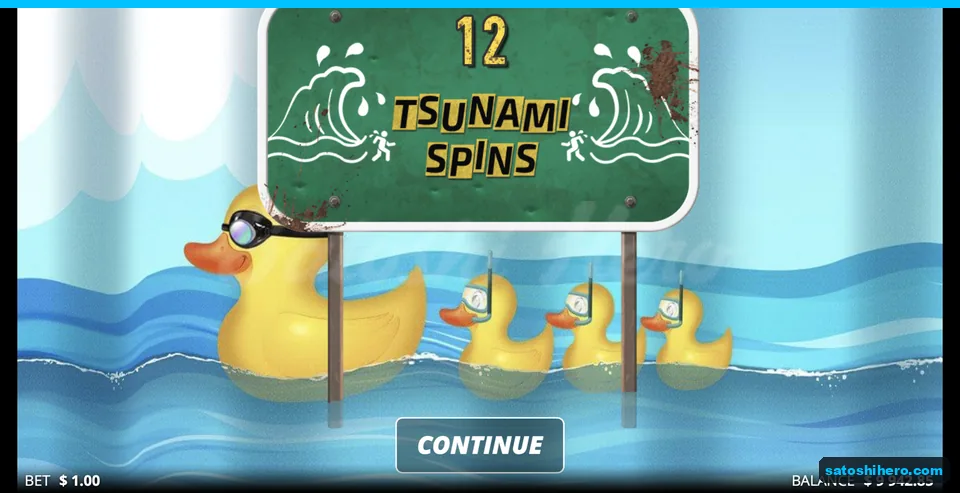 Three Scatters show Tsunami Spins sign