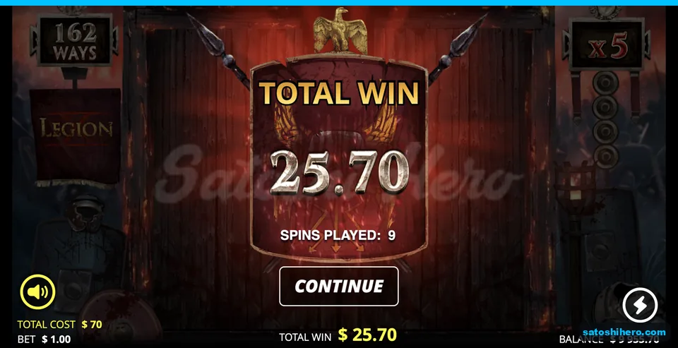 Total win screen shows twenty-five seventy