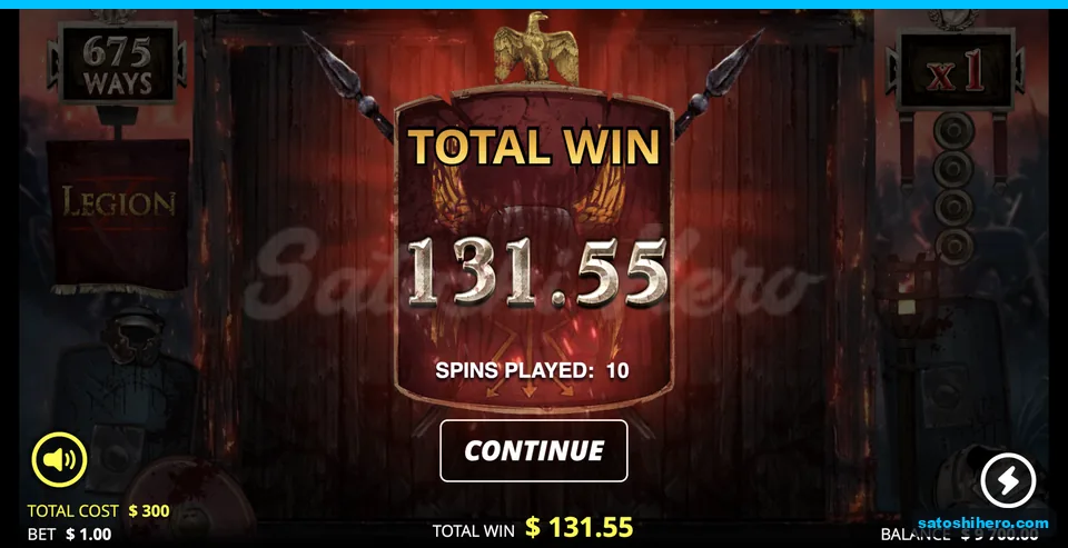 Total win screen shows one thirty-one fifty-five