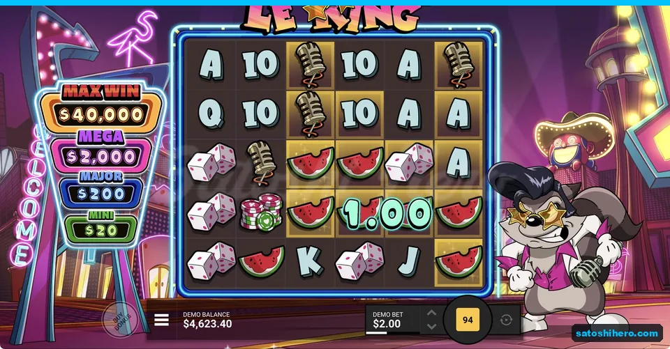 Watermelon cluster pays on gold-backed squares