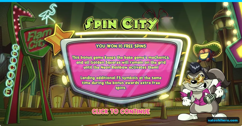 Spin City intro card explains sticky squares