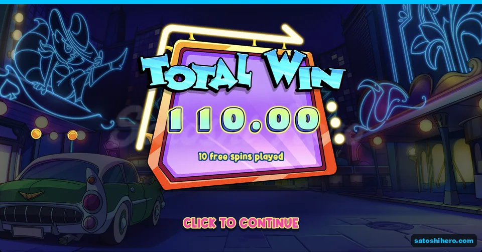 Total win screen shows $110.00 payout