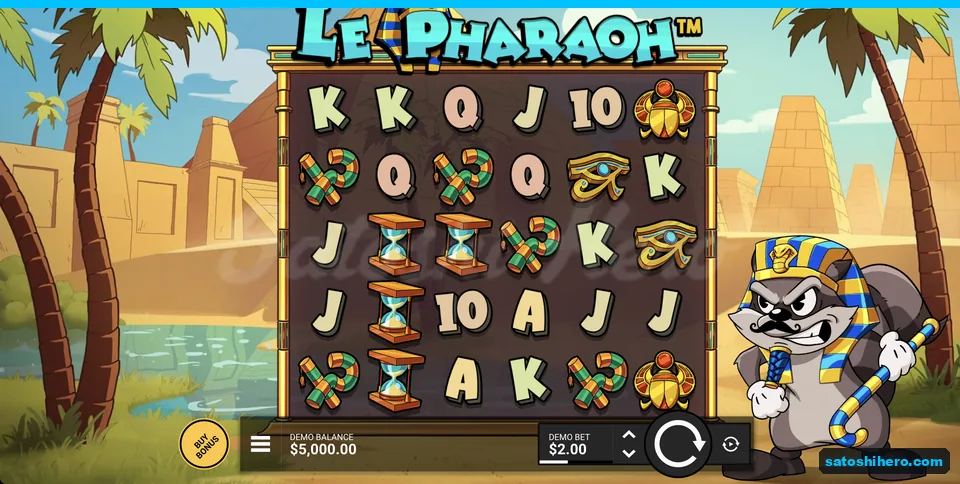 Desert grid with raccoon pharaoh
