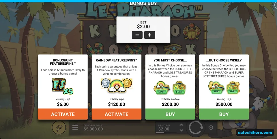 Buy Bonus menu with four prices