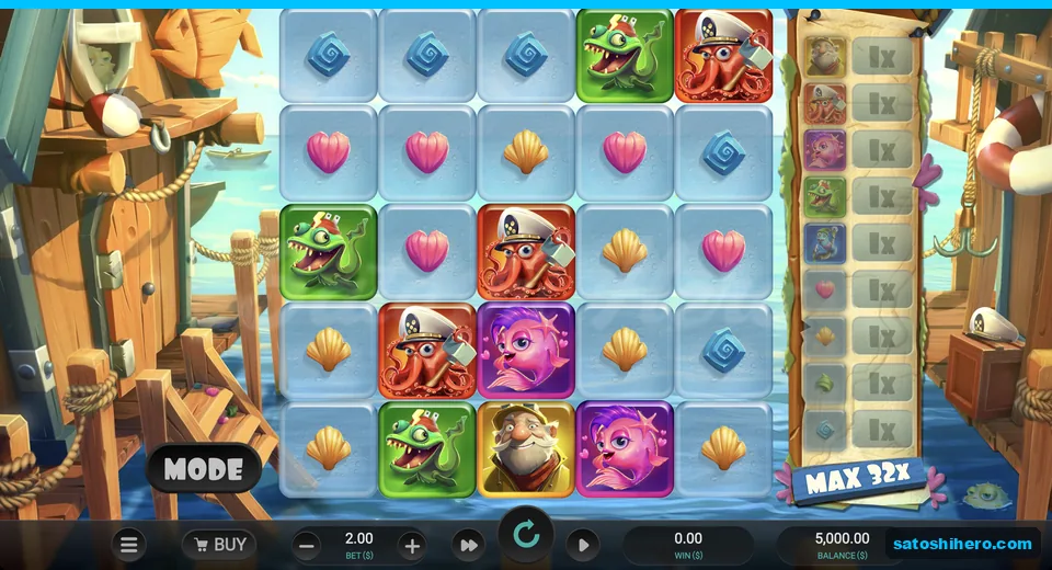 Wooden jetty board with multiplier scroll
