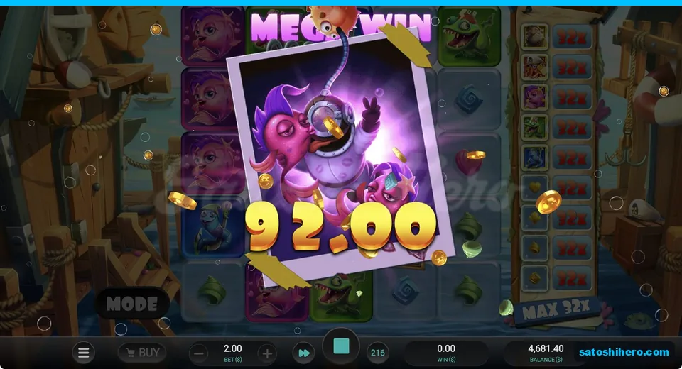 Mega Win card reads ninety two dollars