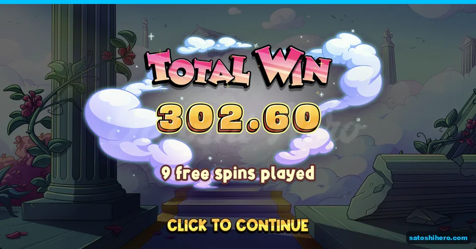 Total win screen shows 302.60 dollars