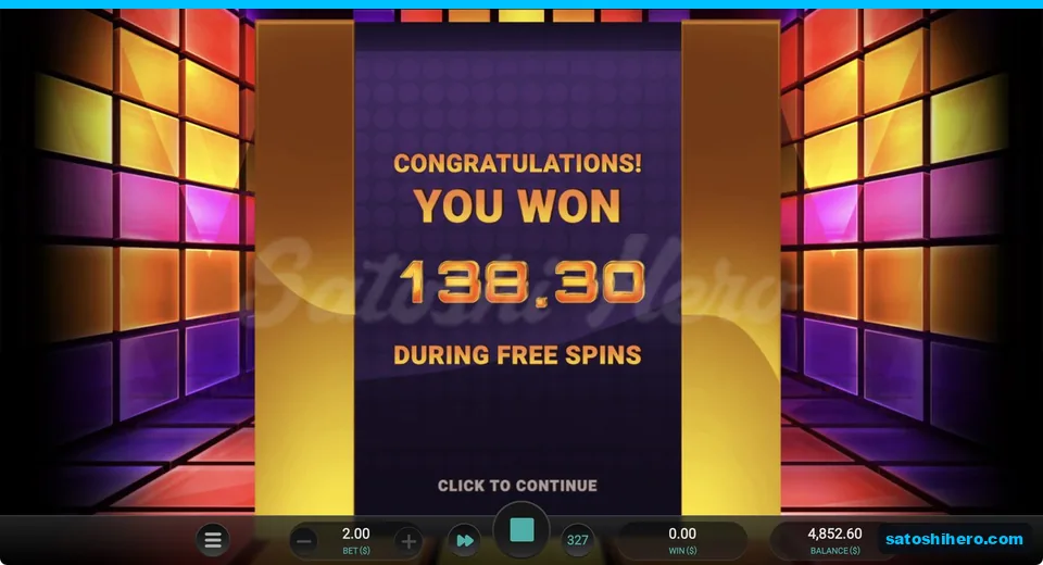Collect card showing $138.30 free spins win